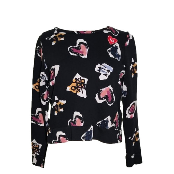 𝅺ONLY Cropped Embroidered Graphic Sweatshirt Top XS - Picture 1 of 9